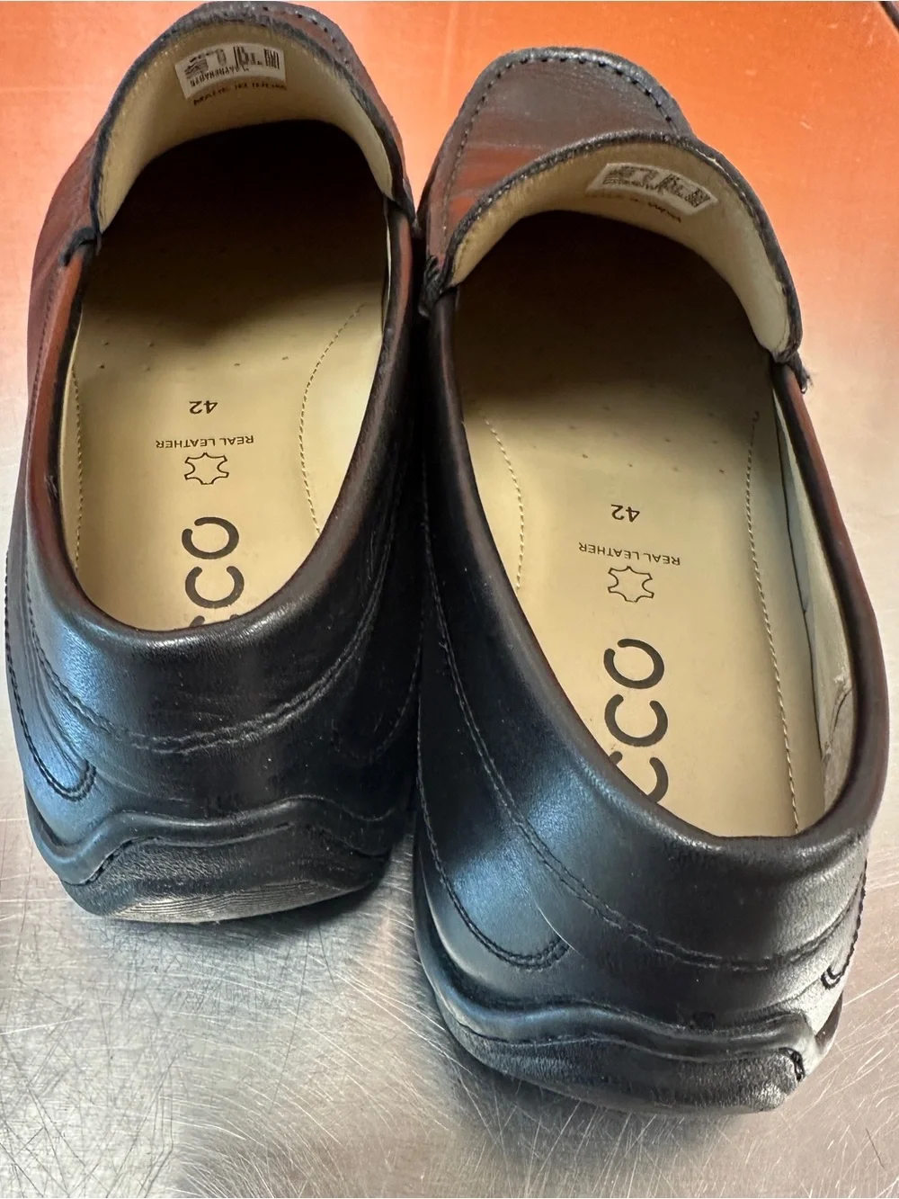 ECCO Men's Classic Moc 2.0 Black Leather Slip-On Loafers Size 42 US 8-8.5